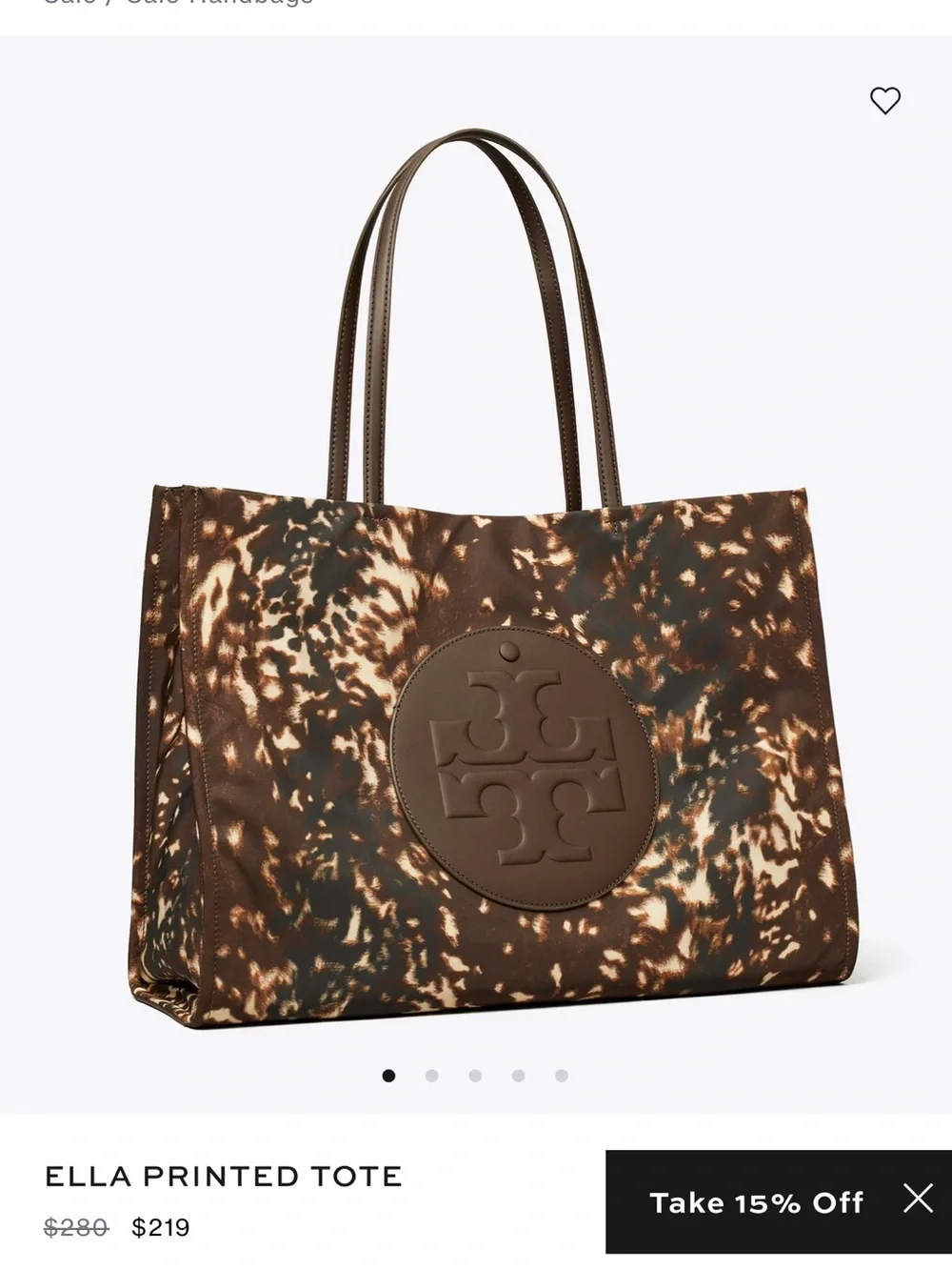 Tory Burch Brown and Beige Printed Ella Tote